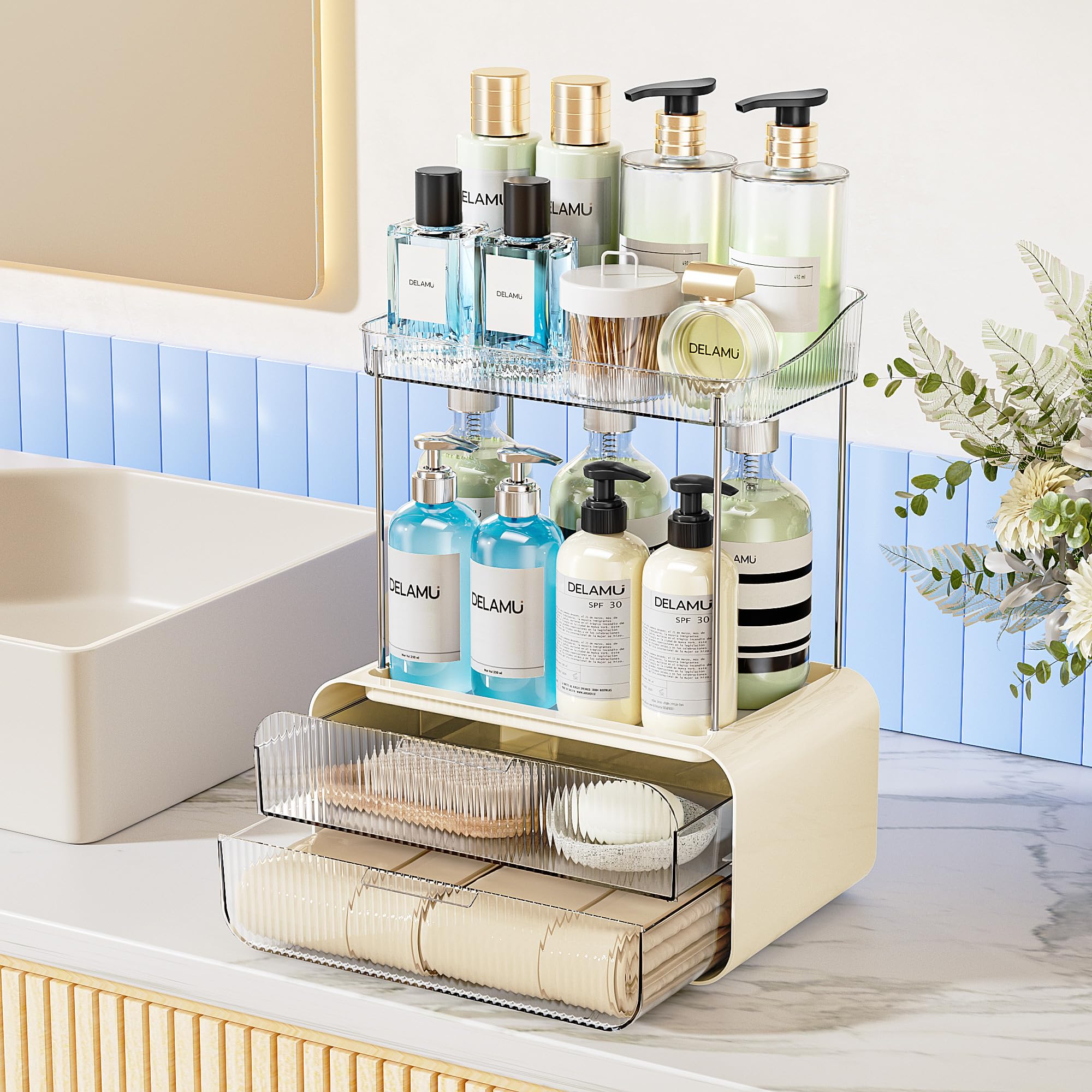 Amazon.com: Delamu Bathroom Counter Organizer 2-Drawers 2-Tier